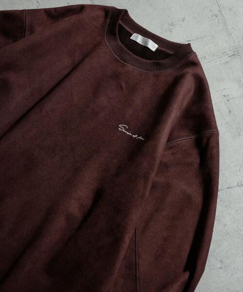 SENSE OF PLACE by URBAN RESEARCH(センスオブプレイスバイアーバンリサーチ)の「シシュウフェイクスエードC/Nスウェット(スウェット・メンズ・チャコールグレー/ライトベージュ/ブラウン/ダークブラウン/ベージュ・MEDIUM/LARGE)」の4枚目の写真