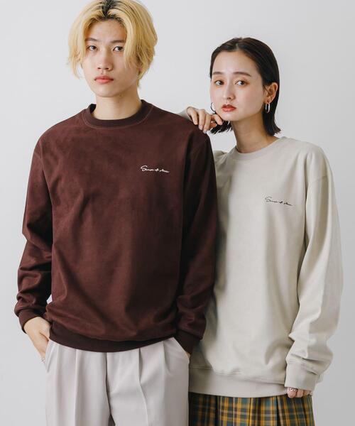 SENSE OF PLACE by URBAN RESEARCH(センスオブプレイスバイアーバンリサーチ)の「シシュウフェイクスエードC/Nスウェット(スウェット・メンズ・チャコールグレー/ライトベージュ/ブラウン/ダークブラウン/ベージュ・MEDIUM/LARGE)」の18枚目の写真