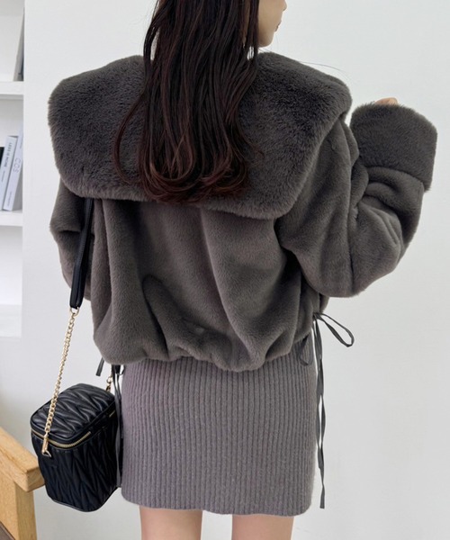 one after another NICE CLAUP（ワンアフターアナザーナイスクラップ）の「フェイクファーブルゾン（ブルゾン・レディース・ベージュ/オフホワイト/チャコールグレー・FREE）」の20枚目の写真