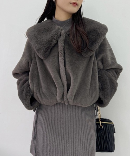 one after another NICE CLAUP（ワンアフターアナザーナイスクラップ）の「フェイクファーブルゾン（ブルゾン・レディース・ベージュ/オフホワイト/チャコールグレー・FREE）」の19枚目の写真