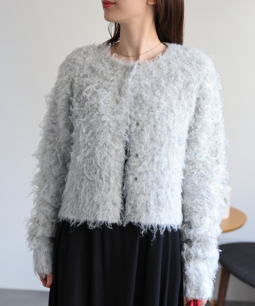 【セール】＜ふわふわ＞ミックスシャギー ショート丈カーディガン/カーデ/秋冬（カーディガン/ボレロ）｜sakishimatokyo（サキシマトーキョー）