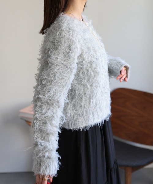 【セール】＜ふわふわ＞ミックスシャギー ショート丈カーディガン/カーデ/秋冬（カーディガン/ボレロ）｜sakishimatokyo（サキシマトーキョー）