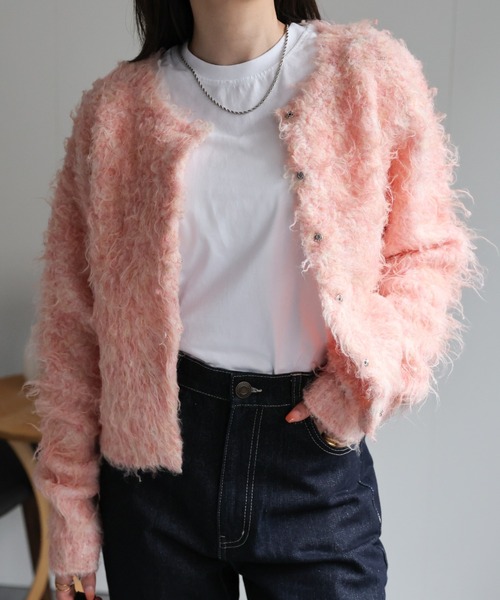 【セール】＜ふわふわ＞ミックスシャギー ショート丈カーディガン/カーデ/秋冬（カーディガン/ボレロ）｜sakishimatokyo（サキシマトーキョー）