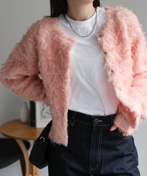 sakishimatokyo（サキシマトーキョー）の「＜ふわふわ＞ミックスシャギー ショート丈カーディガン/カーデ/秋冬（カーディガン/ボレロ・レディース・チャコールグレー/ライトグレー/グリーン/ピンク/ブラウン系その他・FREE）」の14枚目の写真