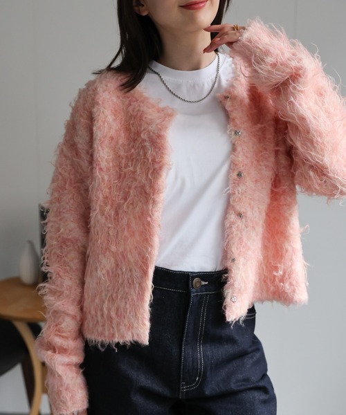 【セール】＜ふわふわ＞ミックスシャギー ショート丈カーディガン/カーデ/秋冬（カーディガン/ボレロ）｜sakishimatokyo（サキシマトーキョー）