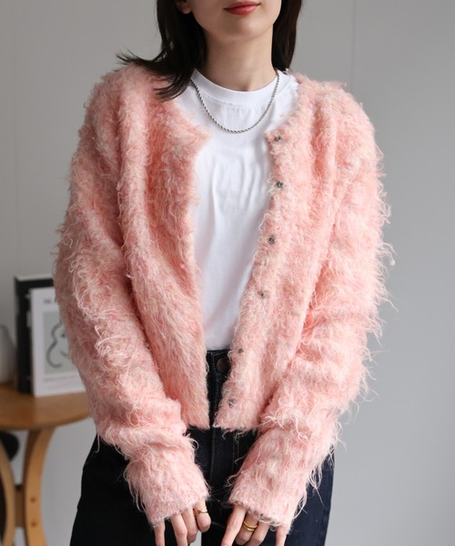 【セール】＜ふわふわ＞ミックスシャギー ショート丈カーディガン/カーデ/秋冬（カーディガン/ボレロ）｜sakishimatokyo（サキシマトーキョー）