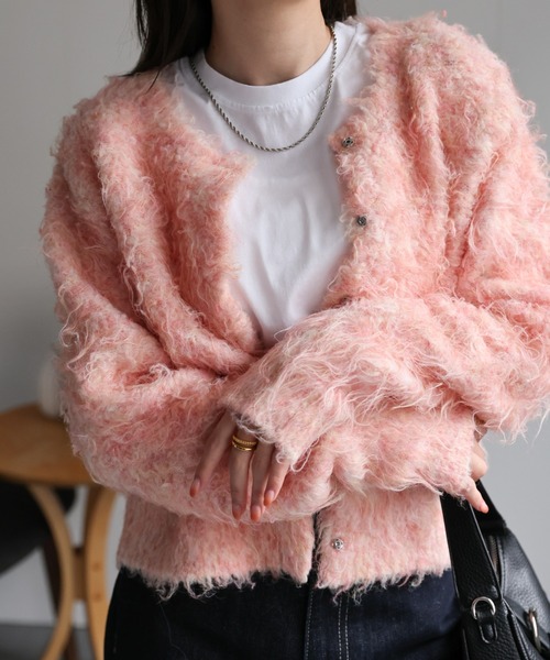 【セール】＜ふわふわ＞ミックスシャギー ショート丈カーディガン/カーデ/秋冬（カーディガン/ボレロ）｜sakishimatokyo（サキシマトーキョー）