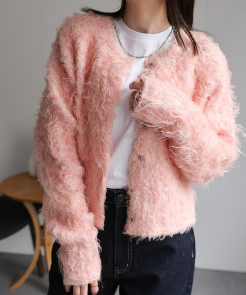 【セール】＜ふわふわ＞ミックスシャギー ショート丈カーディガン/カーデ/秋冬（カーディガン/ボレロ）｜sakishimatokyo（サキシマトーキョー）