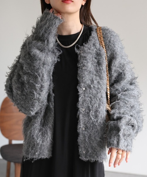 【セール】＜ふわふわ＞ミックスシャギー ショート丈カーディガン/カーデ/秋冬（カーディガン/ボレロ）｜sakishimatokyo（サキシマトーキョー）