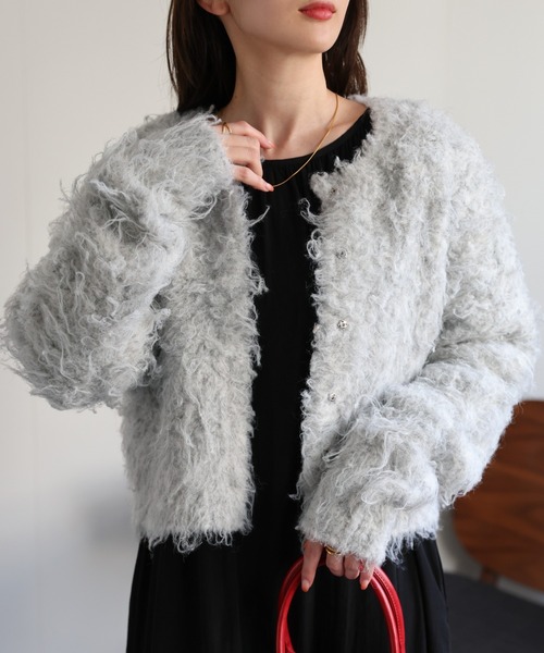 【セール】＜ふわふわ＞ミックスシャギー ショート丈カーディガン/カーデ/秋冬（カーディガン/ボレロ）｜sakishimatokyo（サキシマトーキョー）