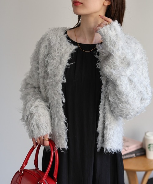 sakishimatokyo（サキシマトーキョー）の「＜ふわふわ＞ミックスシャギー ショート丈カーディガン/カーデ/秋冬（カーディガン/ボレロ・レディース・チャコールグレー/ライトグレー/グリーン/ピンク/ブラウン系その他・FREE）」の17枚目の写真