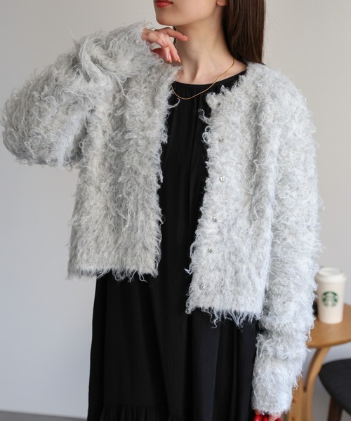 sakishimatokyo（サキシマトーキョー）の「＜ふわふわ＞ミックスシャギー ショート丈カーディガン/カーデ/秋冬（カーディガン/ボレロ・レディース・チャコールグレー/ライトグレー/グリーン/ピンク/ブラウン系その他・FREE）」の16枚目の写真