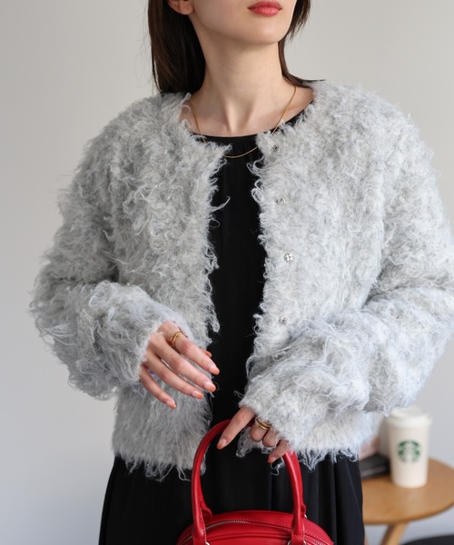 【セール】＜ふわふわ＞ミックスシャギー ショート丈カーディガン/カーデ/秋冬（カーディガン/ボレロ）｜sakishimatokyo（サキシマトーキョー）