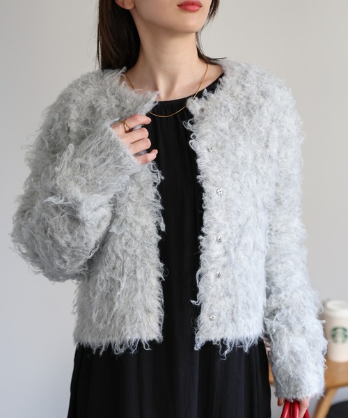 【セール】＜ふわふわ＞ミックスシャギー ショート丈カーディガン/カーデ/秋冬（カーディガン/ボレロ）｜sakishimatokyo（サキシマトーキョー）