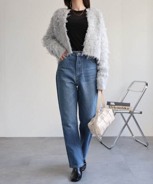 【セール】＜ふわふわ＞ミックスシャギー ショート丈カーディガン/カーデ/秋冬（カーディガン/ボレロ）｜sakishimatokyo（サキシマトーキョー）