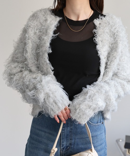 【セール】＜ふわふわ＞ミックスシャギー ショート丈カーディガン/カーデ/秋冬（カーディガン/ボレロ）｜sakishimatokyo（サキシマトーキョー）