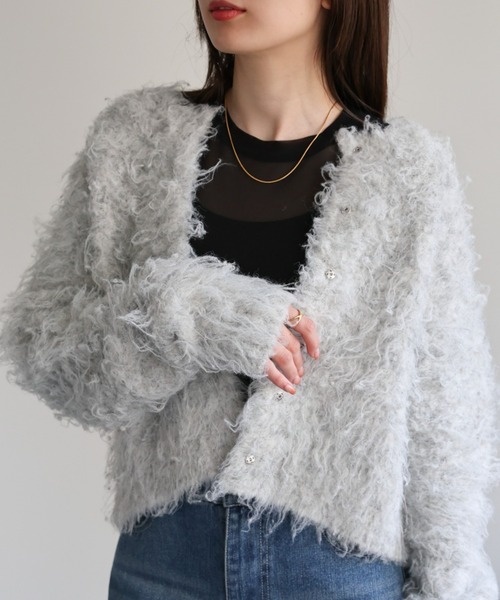【セール】＜ふわふわ＞ミックスシャギー ショート丈カーディガン/カーデ/秋冬（カーディガン/ボレロ）｜sakishimatokyo（サキシマトーキョー）