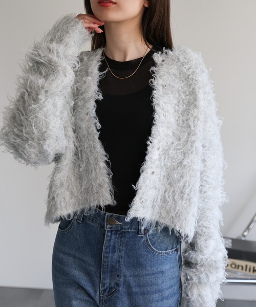 【セール】＜ふわふわ＞ミックスシャギー ショート丈カーディガン/カーデ/秋冬（カーディガン/ボレロ）｜sakishimatokyo（サキシマトーキョー）