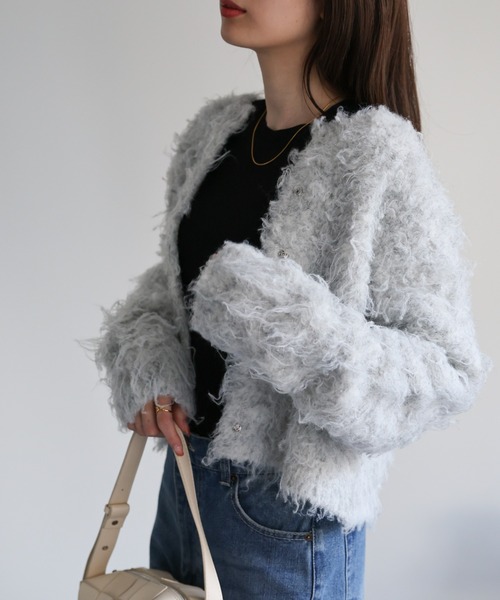 sakishimatokyo（サキシマトーキョー）の「＜ふわふわ＞ミックスシャギー ショート丈カーディガン/カーデ/秋冬（カーディガン/ボレロ・レディース・チャコールグレー/ライトグレー/グリーン/ピンク/ブラウン系その他・FREE）」の20枚目の写真