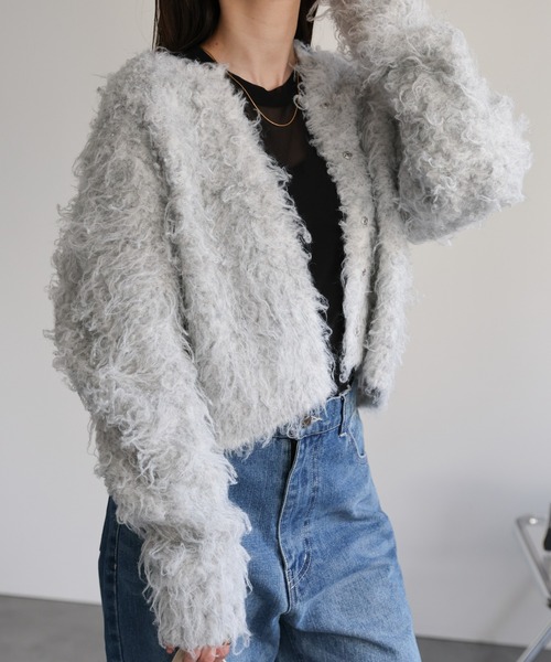 【セール】＜ふわふわ＞ミックスシャギー ショート丈カーディガン/カーデ/秋冬（カーディガン/ボレロ）｜sakishimatokyo（サキシマトーキョー）