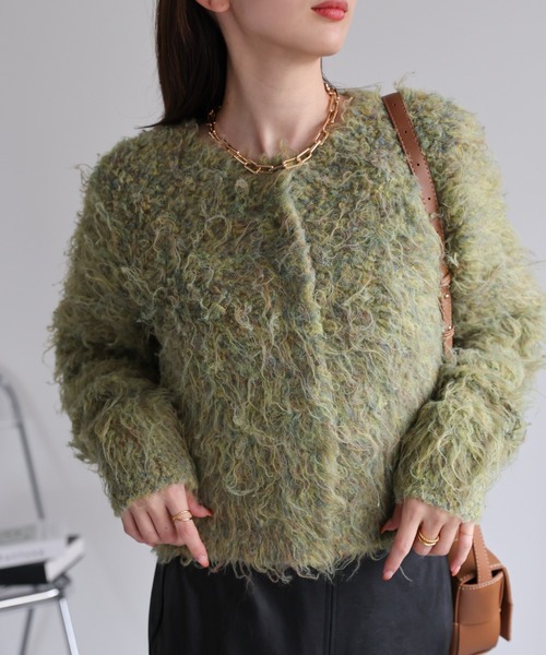 sakishimatokyo（サキシマトーキョー）の「＜ふわふわ＞ミックスシャギー ショート丈カーディガン/カーデ/秋冬（カーディガン/ボレロ・レディース・チャコールグレー/ライトグレー/グリーン/ピンク/ブラウン系その他・FREE）」の22枚目の写真