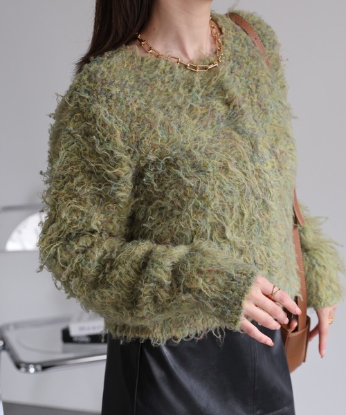 カーディガン 「ふわふわ」ミックスシャギー ショート丈カーディガン/カーデ/秋冬 レディース ふわふわ＞ミックスシャギー ショート丈カーディガン/カーデ