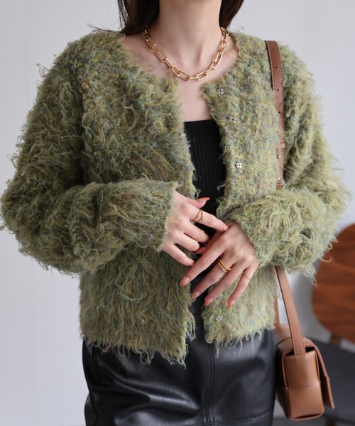 【セール】＜ふわふわ＞ミックスシャギー ショート丈カーディガン/カーデ/秋冬（カーディガン/ボレロ）｜sakishimatokyo（サキシマトーキョー）