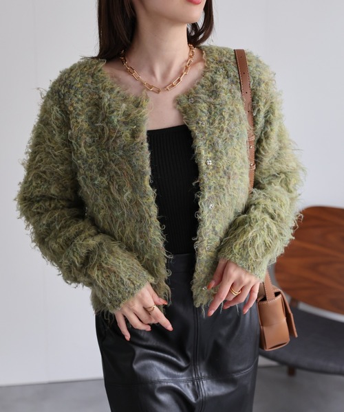 【セール】＜ふわふわ＞ミックスシャギー ショート丈カーディガン/カーデ/秋冬（カーディガン/ボレロ）｜sakishimatokyo（サキシマトーキョー）