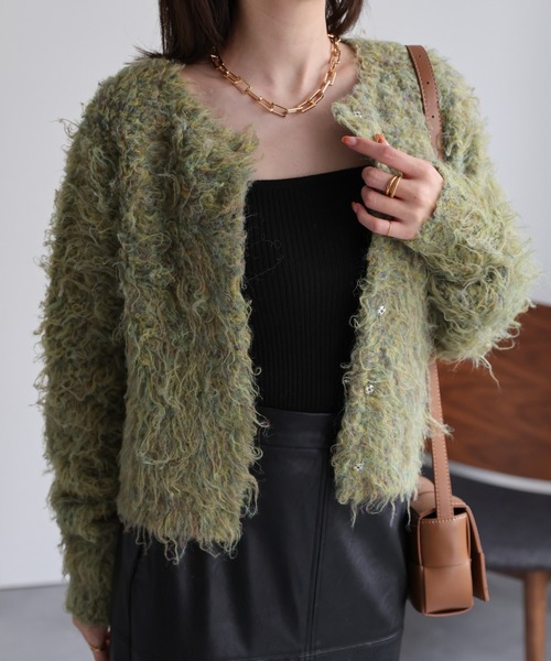 【セール】＜ふわふわ＞ミックスシャギー ショート丈カーディガン/カーデ/秋冬（カーディガン/ボレロ）｜sakishimatokyo（サキシマトーキョー）