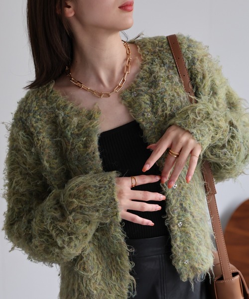 【セール】＜ふわふわ＞ミックスシャギー ショート丈カーディガン/カーデ/秋冬（カーディガン/ボレロ）｜sakishimatokyo（サキシマトーキョー）