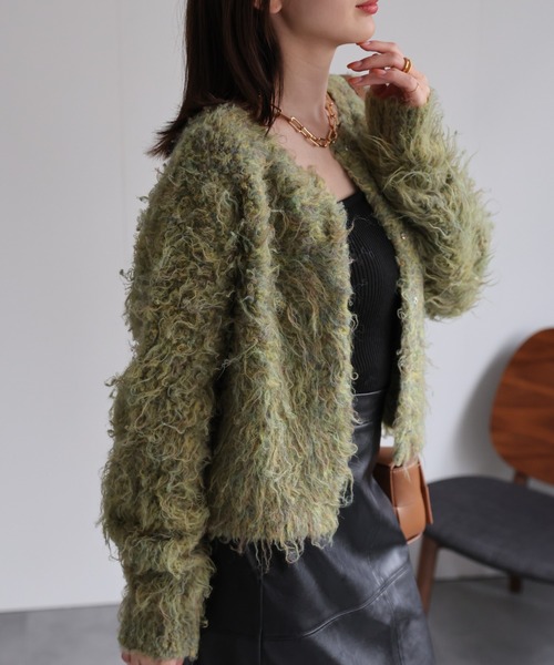 【セール】＜ふわふわ＞ミックスシャギー ショート丈カーディガン/カーデ/秋冬（カーディガン/ボレロ）｜sakishimatokyo（サキシマトーキョー）