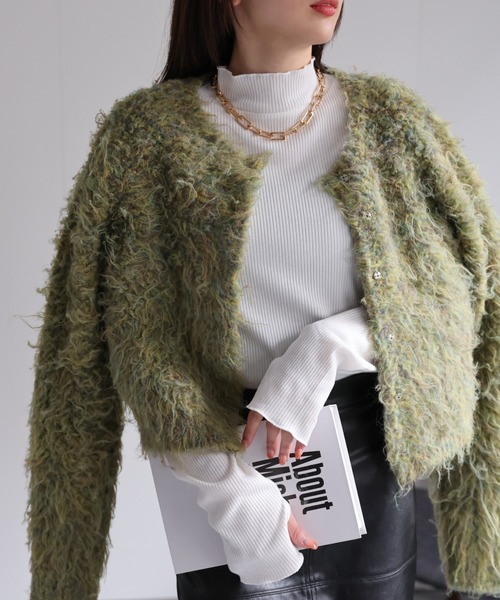 【セール】＜ふわふわ＞ミックスシャギー ショート丈カーディガン/カーデ/秋冬（カーディガン/ボレロ）｜sakishimatokyo（サキシマトーキョー）