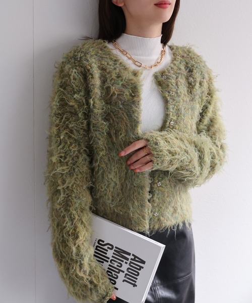 【セール】＜ふわふわ＞ミックスシャギー ショート丈カーディガン/カーデ/秋冬（カーディガン/ボレロ）｜sakishimatokyo（サキシマトーキョー）