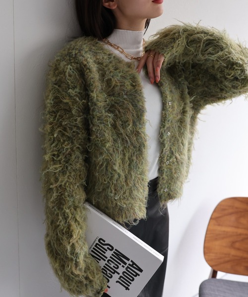 【セール】＜ふわふわ＞ミックスシャギー ショート丈カーディガン/カーデ/秋冬（カーディガン/ボレロ）｜sakishimatokyo（サキシマトーキョー）