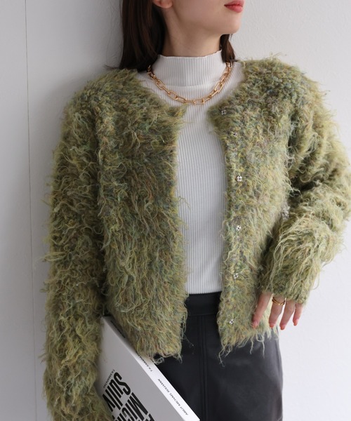【セール】＜ふわふわ＞ミックスシャギー ショート丈カーディガン/カーデ/秋冬（カーディガン/ボレロ）｜sakishimatokyo（サキシマトーキョー）