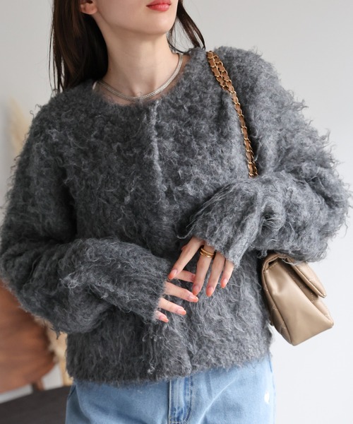 【セール】＜ふわふわ＞ミックスシャギー ショート丈カーディガン/カーデ/秋冬（カーディガン/ボレロ）｜sakishimatokyo（サキシマトーキョー）