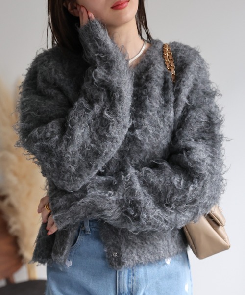 【セール】＜ふわふわ＞ミックスシャギー ショート丈カーディガン/カーデ/秋冬（カーディガン/ボレロ）｜sakishimatokyo（サキシマトーキョー）