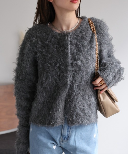 【セール】＜ふわふわ＞ミックスシャギー ショート丈カーディガン/カーデ/秋冬（カーディガン/ボレロ）｜sakishimatokyo（サキシマトーキョー）