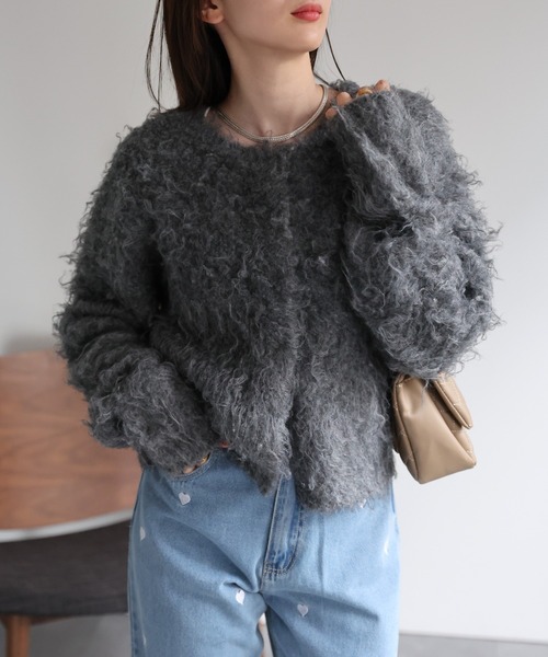【セール】＜ふわふわ＞ミックスシャギー ショート丈カーディガン/カーデ/秋冬（カーディガン/ボレロ）｜sakishimatokyo（サキシマトーキョー）