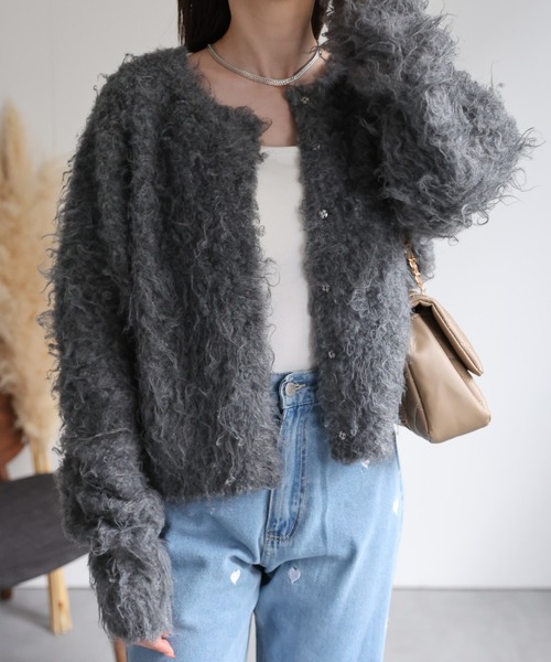 【セール】＜ふわふわ＞ミックスシャギー ショート丈カーディガン/カーデ/秋冬（カーディガン/ボレロ）｜sakishimatokyo（サキシマトーキョー）