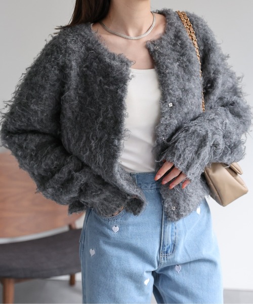 【セール】＜ふわふわ＞ミックスシャギー ショート丈カーディガン/カーデ/秋冬（カーディガン/ボレロ）｜sakishimatokyo（サキシマトーキョー）