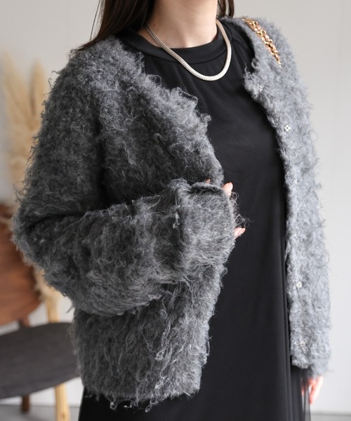 【セール】＜ふわふわ＞ミックスシャギー ショート丈カーディガン/カーデ/秋冬（カーディガン/ボレロ）｜sakishimatokyo（サキシマトーキョー）