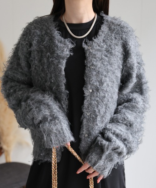 【セール】＜ふわふわ＞ミックスシャギー ショート丈カーディガン/カーデ/秋冬（カーディガン/ボレロ）｜sakishimatokyo（サキシマトーキョー）