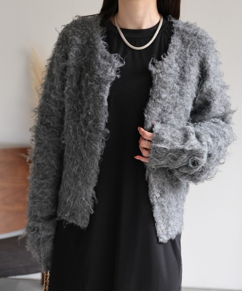 【セール】＜ふわふわ＞ミックスシャギー ショート丈カーディガン/カーデ/秋冬（カーディガン/ボレロ）｜sakishimatokyo（サキシマトーキョー）