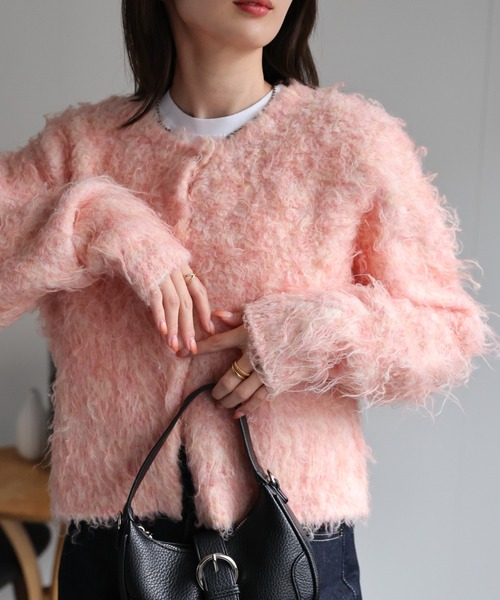 【セール】＜ふわふわ＞ミックスシャギー ショート丈カーディガン/カーデ/秋冬（カーディガン/ボレロ）｜sakishimatokyo（サキシマトーキョー）