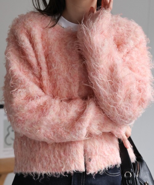 【セール】＜ふわふわ＞ミックスシャギー ショート丈カーディガン/カーデ/秋冬（カーディガン/ボレロ）｜sakishimatokyo（サキシマトーキョー）