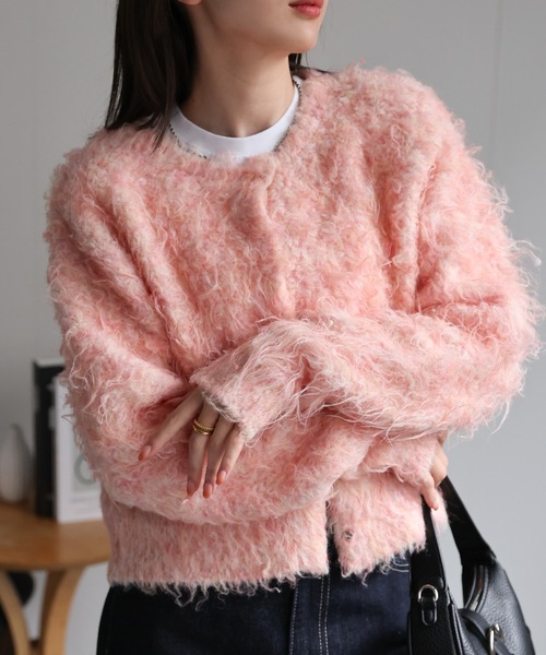 sakishimatokyo（サキシマトーキョー）の「＜ふわふわ＞ミックスシャギー ショート丈カーディガン/カーデ/秋冬（カーディガン/ボレロ・レディース・チャコールグレー/ライトグレー/グリーン/ピンク/ブラウン系その他・FREE）」の11枚目の写真