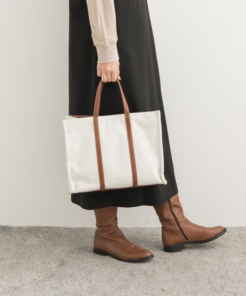 URBAN RESEARCH DOORS(アーバンリサーチドアーズ)の「起毛ツイルA4トートバッグ(トートバッグ・レディース・ベージュ/グレー・ONE)」の6枚目の写真