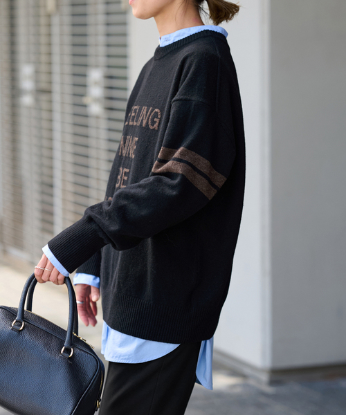 FRAMeWORK（フレームワーク）の「カレッジロゴクルーネックプル