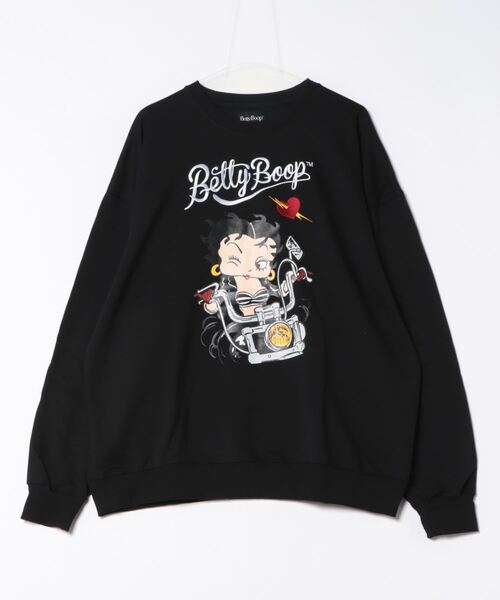 BETTY BOOP(ベティ・ブープ)の「BETTY バイク前後プリントトレーナー(M1)(スウェット・メンズ・チャコールグレー/オートミール/ブラック・MEDIUM/LARGE/X-LARGE)」の8枚目の写真